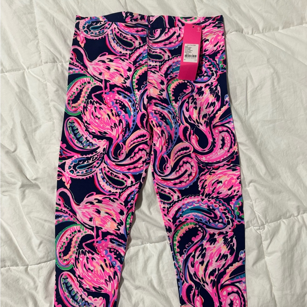 Lilly Pulitzer Lilly Girls High Maia Leggings Flock To The Top Size XL